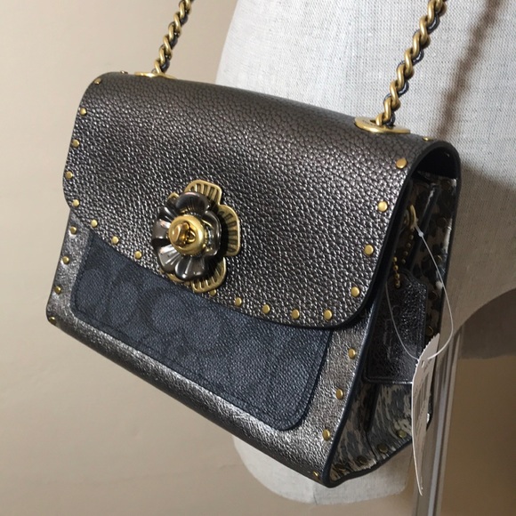 Coach Parker metallic snake detail rivets tea rose - Picture 3 of 8